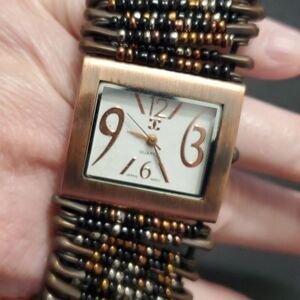 Safety pin beaded watch